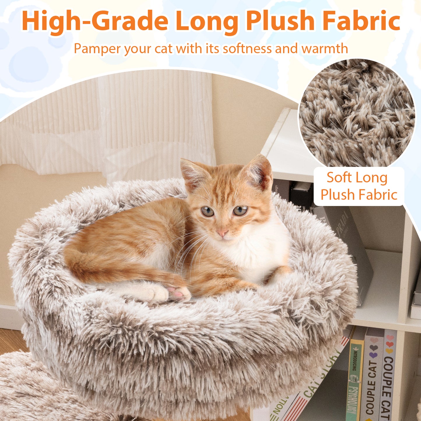 Cat Tree Solid Pear Wood with Perch and Natural Jute Scratching Posts, Brown Cat Trees Condos & Scratchers at Gallery Canada