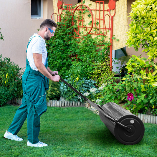 39 Inch Wide Push Tow Lawn Roller, Black Lawn Care Tools Black at Gallery Canada