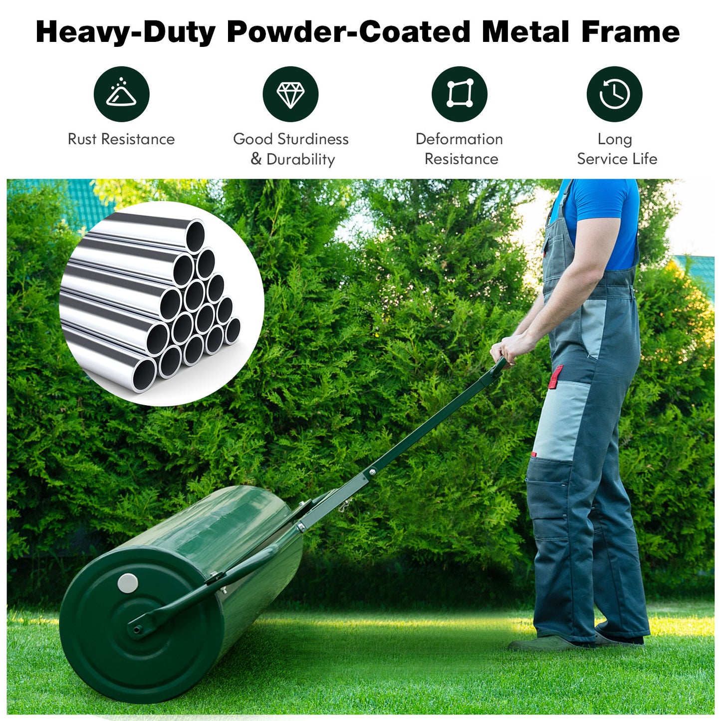 39 Inch Wide Push Tow Lawn Roller, Green Lawn Care Tools at Gallery Canada