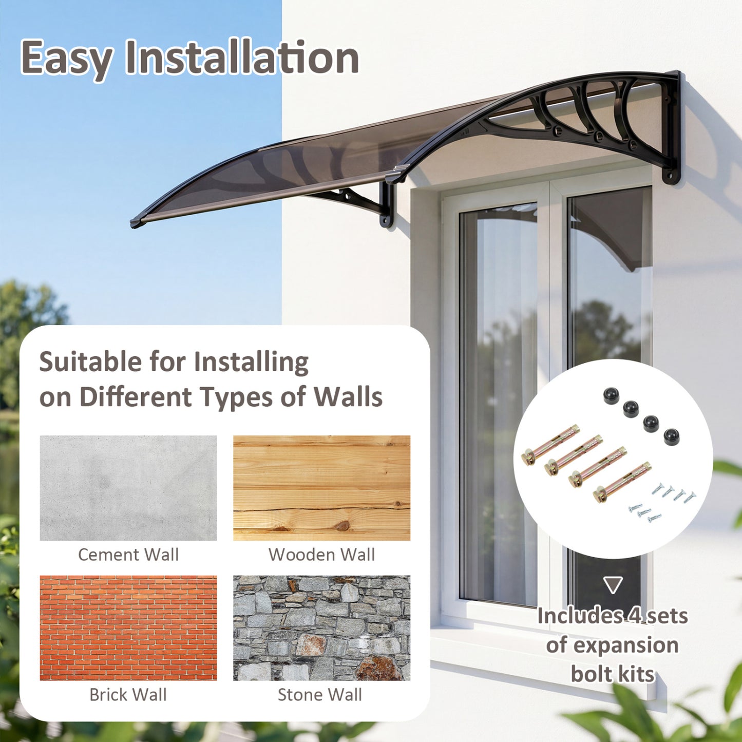 39 x 30 In Outdoor Door Window Awning Canopy, Brown Outdoor Shades at Gallery Canada