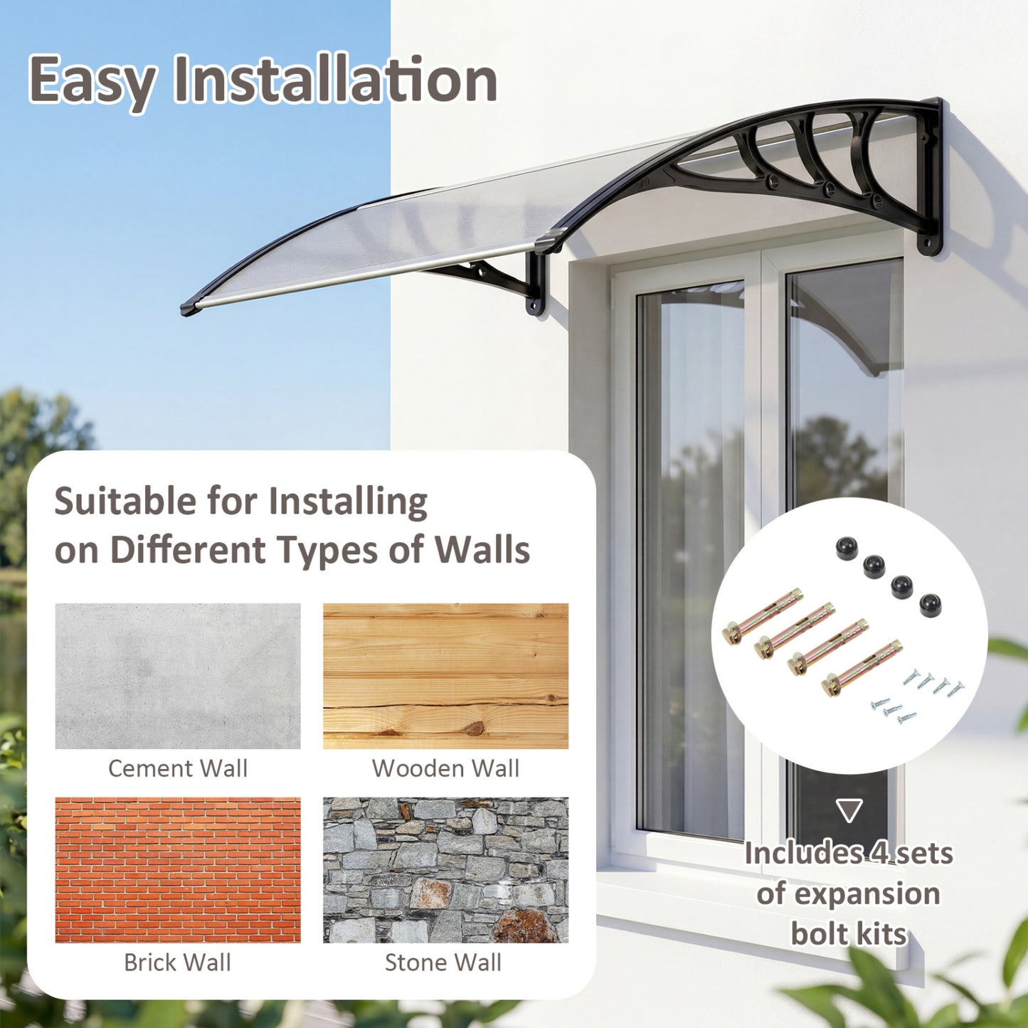 39 x 30 Inch Outdoor Door Awning Canopy, Exterior, Black Outdoor Shades at Gallery Canada