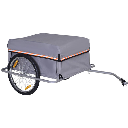 Bicycle Cargo Trailer Cart Carrier Garden Use w/ Quick Release, Cover, Grey - Gallery Canada