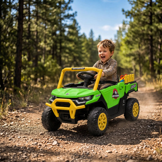 12V Kids Ride On Electric Tractor, Remote Control, Dual Motors, Green Electric Toy Cars Green at Gallery Canada