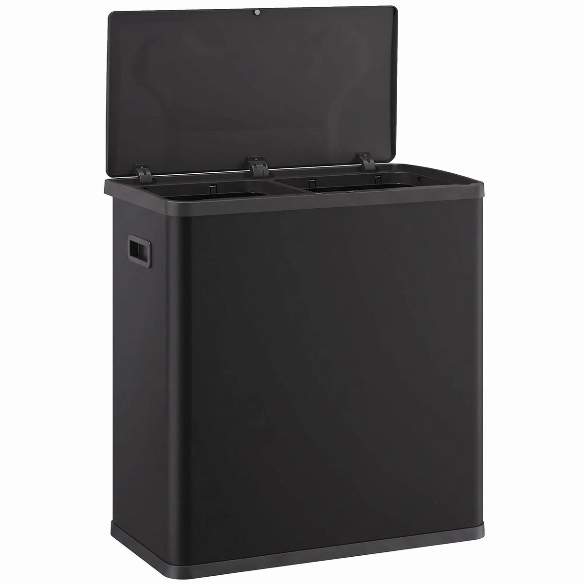 Poubelle sans contact 60L, Double compartiment, Acier inoxydable, Noir