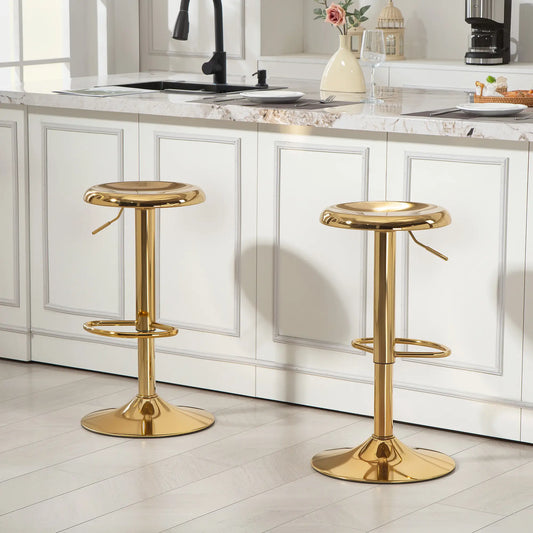 Steel Bar Stools Set of 2, Adjustable Counter Height, Gold Bar Stools Gold at Gallery Canada