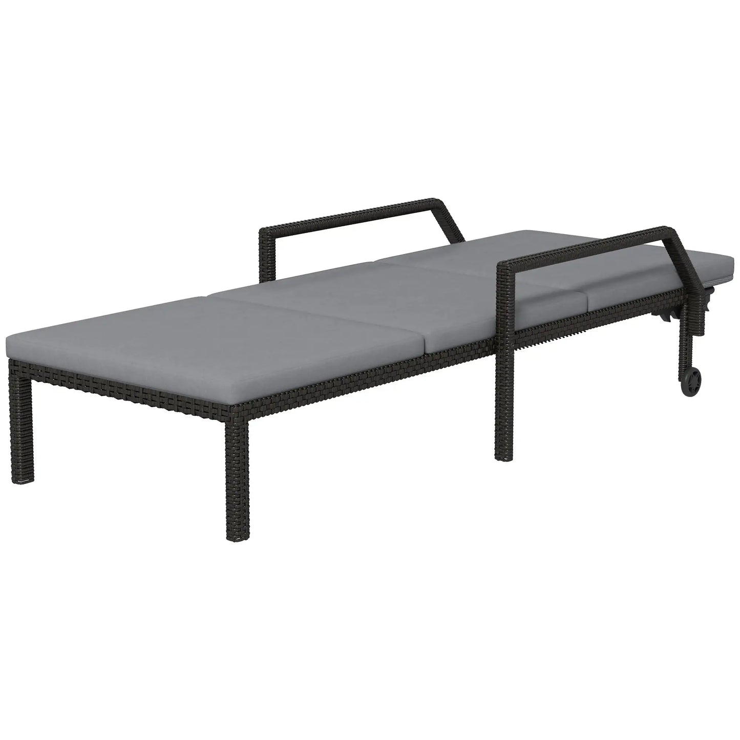 Wicker Chaise Lounger, 5-Level Adjustable Backrest, Light Grey Chaise Loungers at Gallery Canada
