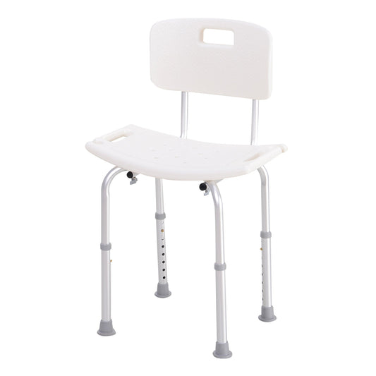 Bath Chair with Back, Adjustable Height Non-slip Shower Stool Bench Tool-Free Assembly Bathroom Aids, White at Gallery Canada
