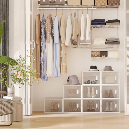 18 Pack Shoe Storage Boxes, Clear Plastic Stackable Organizers Shoe Storage Cabinets & Racks Clear, White at Gallery Canada
