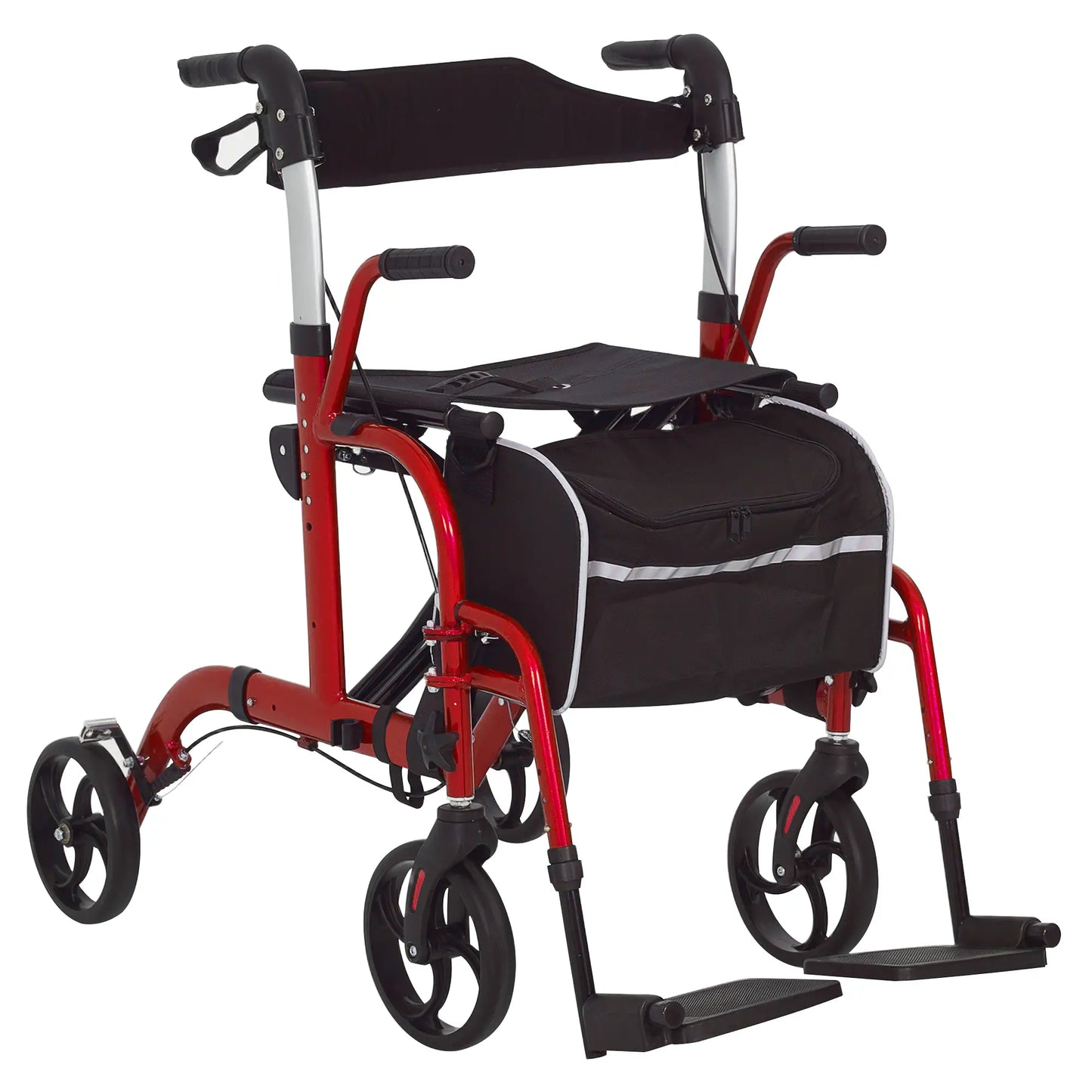 Folding Rollator Walker with Seat, 8" Wheels, Adjustable Height, Red Knee Walker & Wheelchair Ramps at Gallery Canada