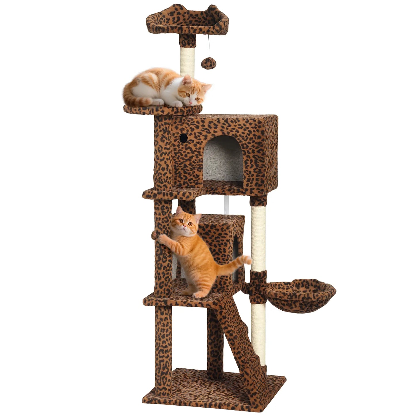 63 Inch Cat Tree with Sisal Posts, Condos, Plush Perches, Hammock, Ladder Cat Towers at Gallery Canada