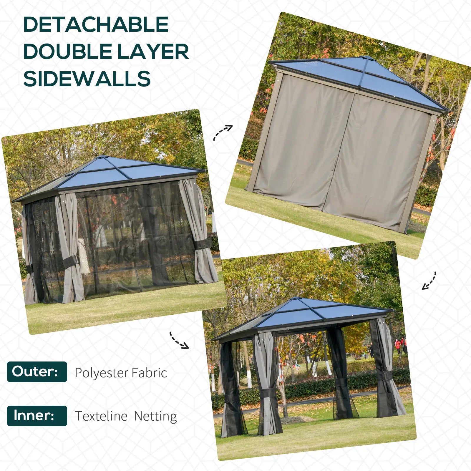 10x10ft Hardtop Gazebo, Aluminum Frame, Polycarbonate Canopy Gazebos at Gallery Canada