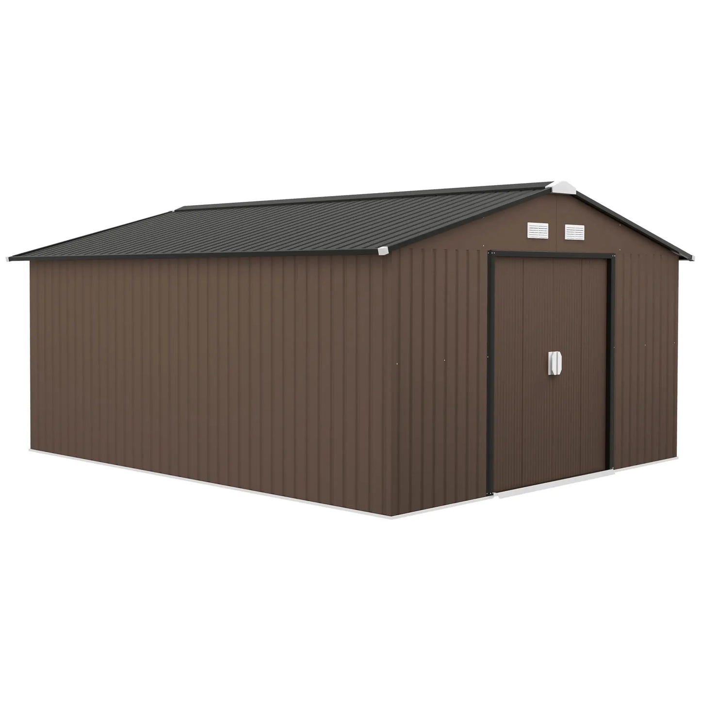 13' Metal Garden Storage Shed, Foundation Kits Included, Brown Sheds at Gallery Canada