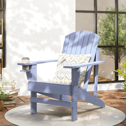 Classic Adirondack Chair, Garden Deck Chair with Cup Holder, Grey Patio Chairs Grey at Gallery Canada