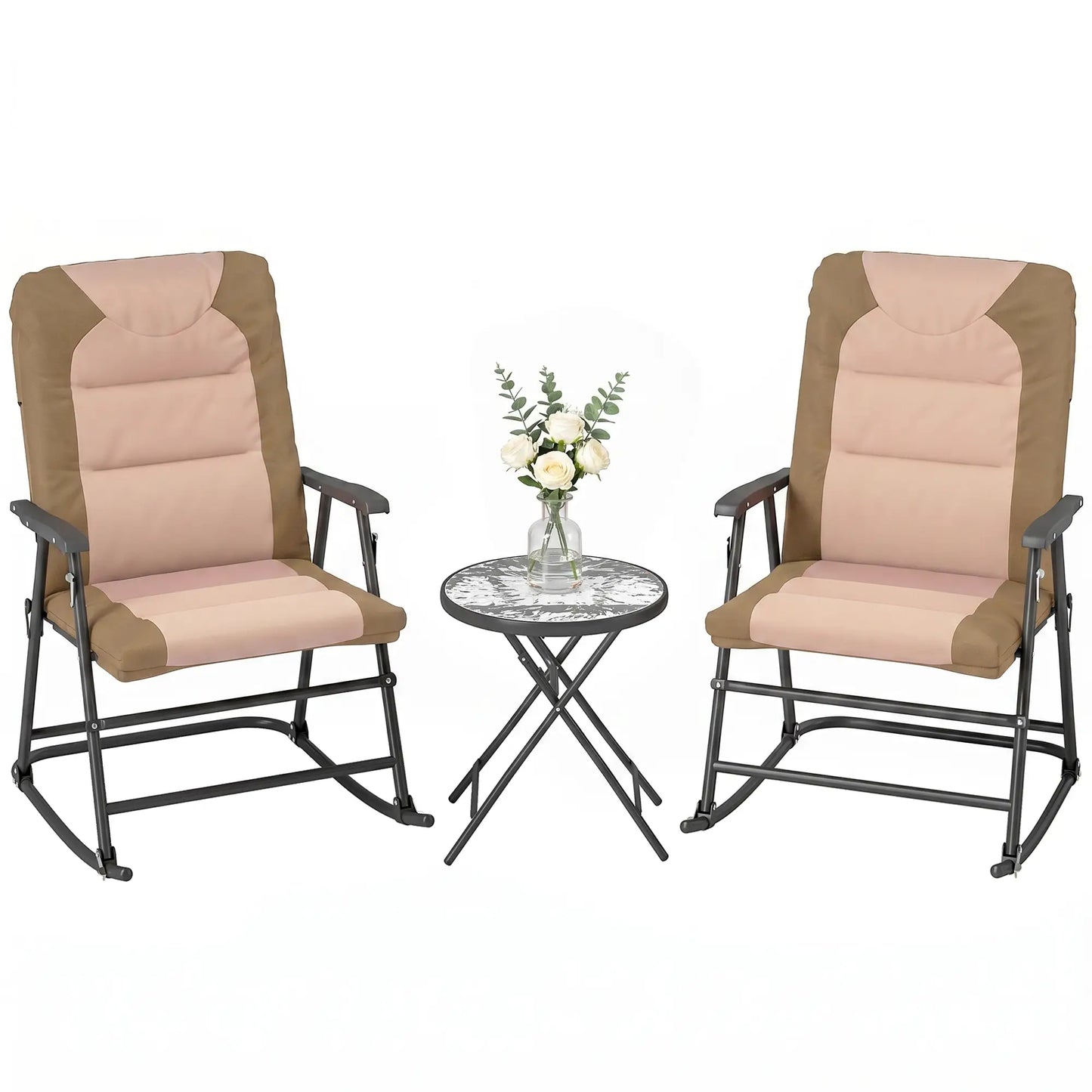 3-Piece Foldable Rocking Chair Set, Light Brown Outdoor Rocking Chairs at Gallery Canada