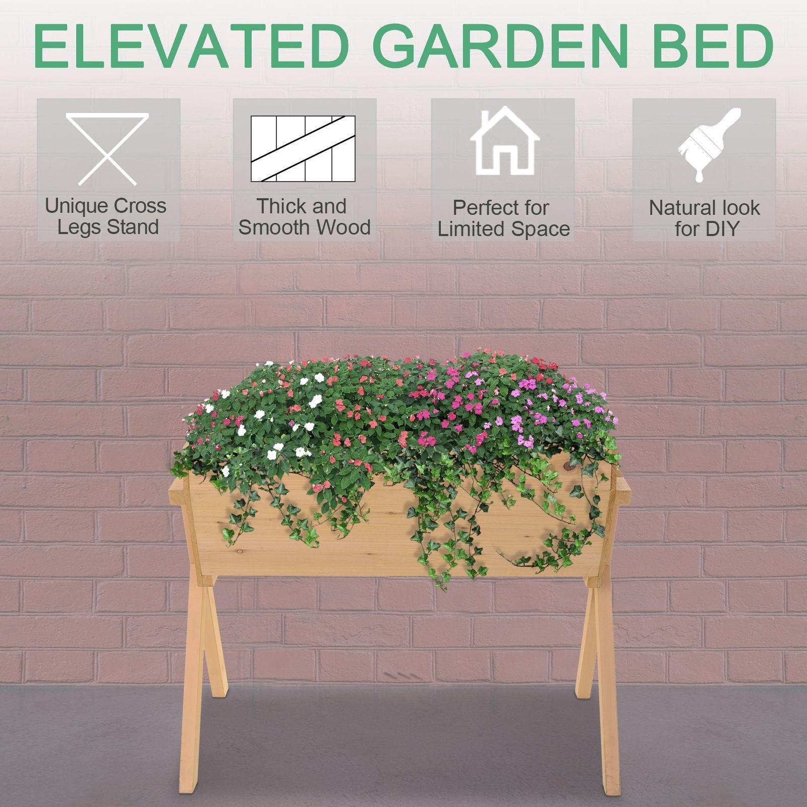 39'' x 28'' Raised Garden Bed with Legs, Elevated Wooden Planter Box with Bed Liner for Vegetables, Flowers Herbs, Backyard Patio Balcony Use at Gallery Canada