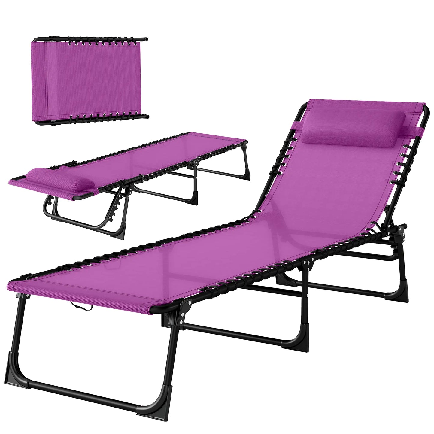 Outdoor Folding Lounge Chair, 4-Level Adjustable, Purple Lounger Chairs at Gallery Canada