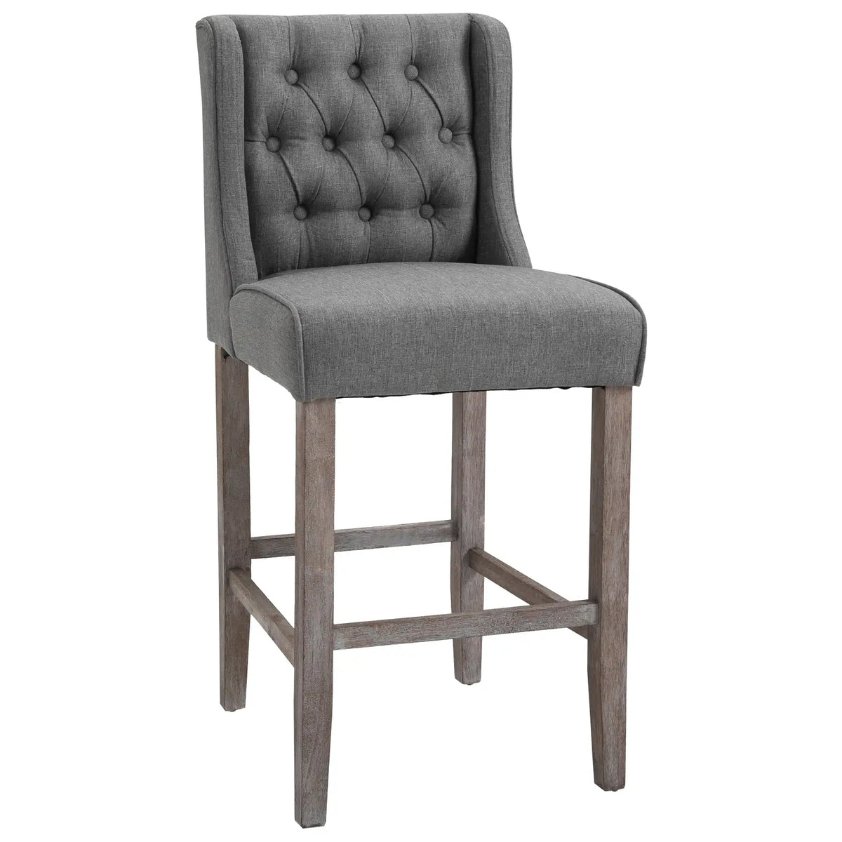 Set of 2 40Inch Button Tufted Bar Stools, High Counter Dining, Grey Bar Stools at Gallery Canada