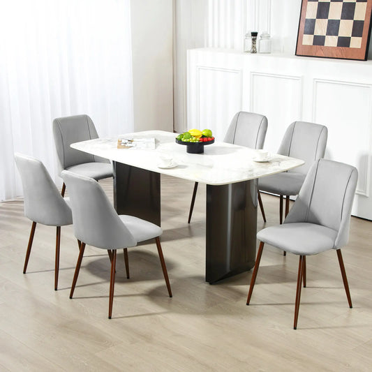 Upholstered Dining Chairs Set of 6, Velvet Accent, Grey Dining Chairs Grey at Gallery Canada