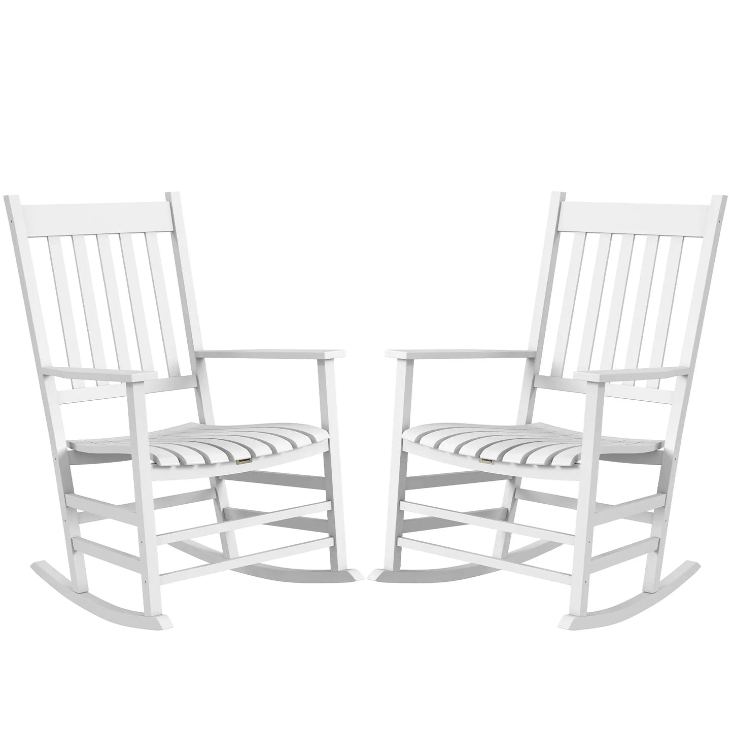 Wooden Patio Rocking Chairs Set of 2, Outdoor Rocker, High Back, White Outdoor Rocking Chairs at Gallery Canada