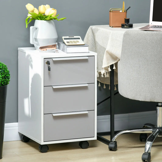 3 Drawer File Cabinet with Wheels, Vertical, Lock, Grey Office Cabinets & Cupboards Grey, White at Gallery Canada
