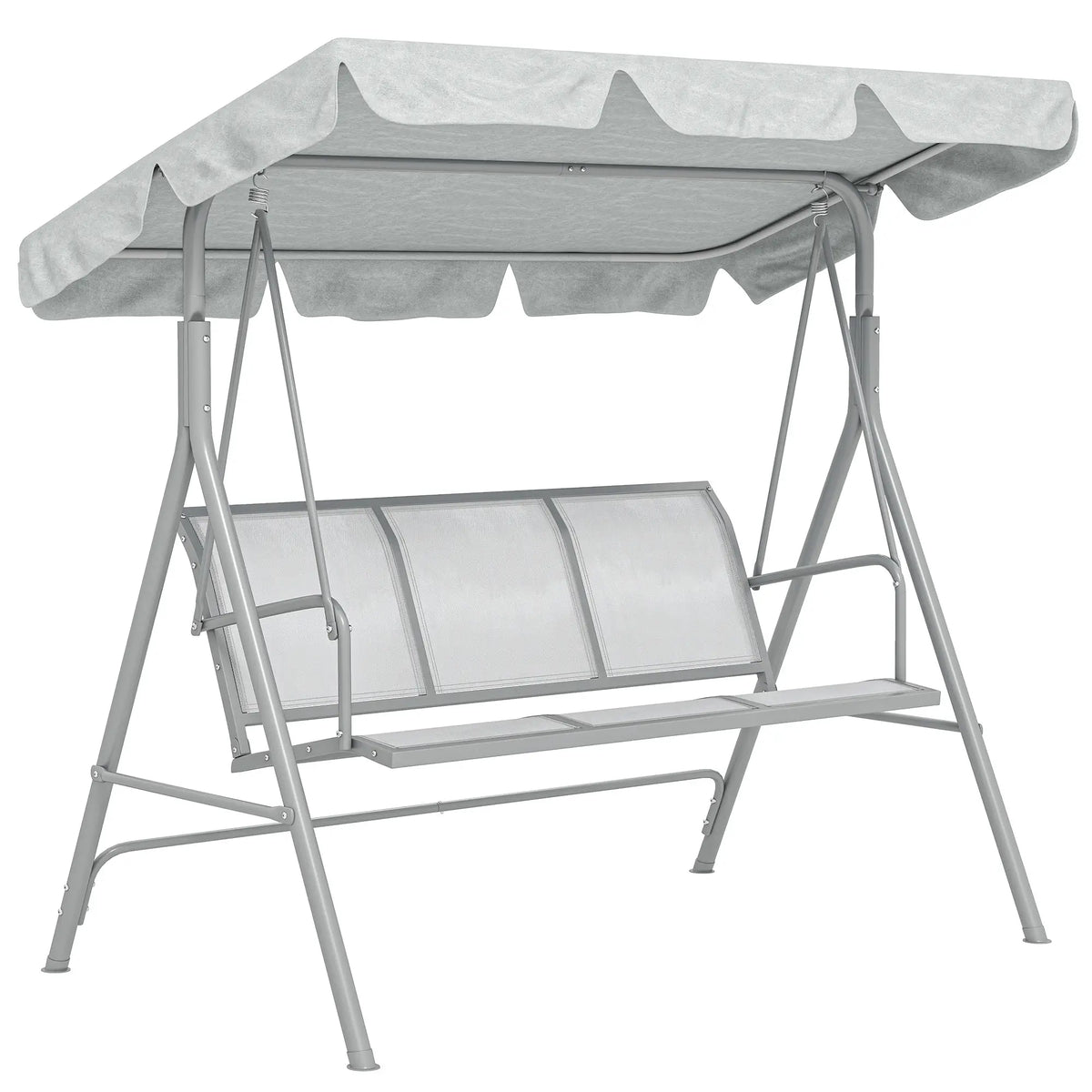 3-Seater Patio Swing Chair With Canopy, Light Grey Patio Swings with Stand at Gallery Canada