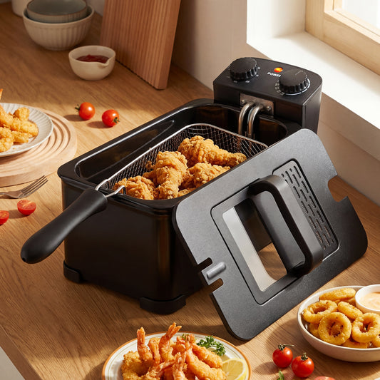 3.2 Quart Electric Stainless Steel Deep Fryer with Timer, Black Air Fryers Black at Gallery Canada