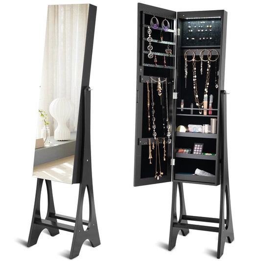 Standing Mirror Jewelry Cabinet, Black at Gallery Canada