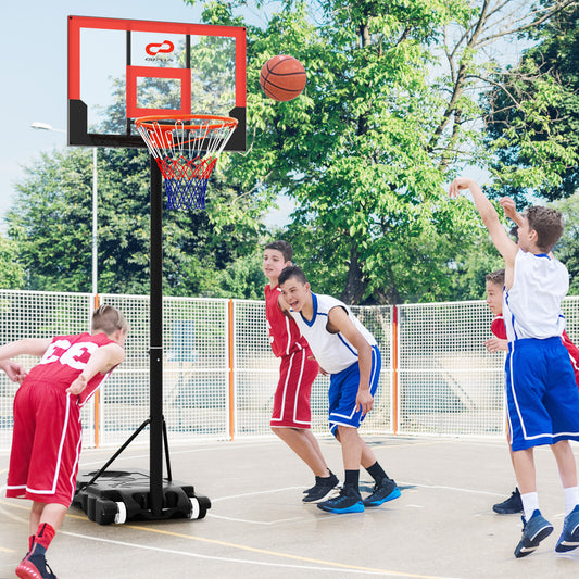 3.3-7 Feet Portable Adjustable Outdoor Kids Basketball Hoop Goal System-RE, Black & Red Sports Black & Red at Gallery Canada