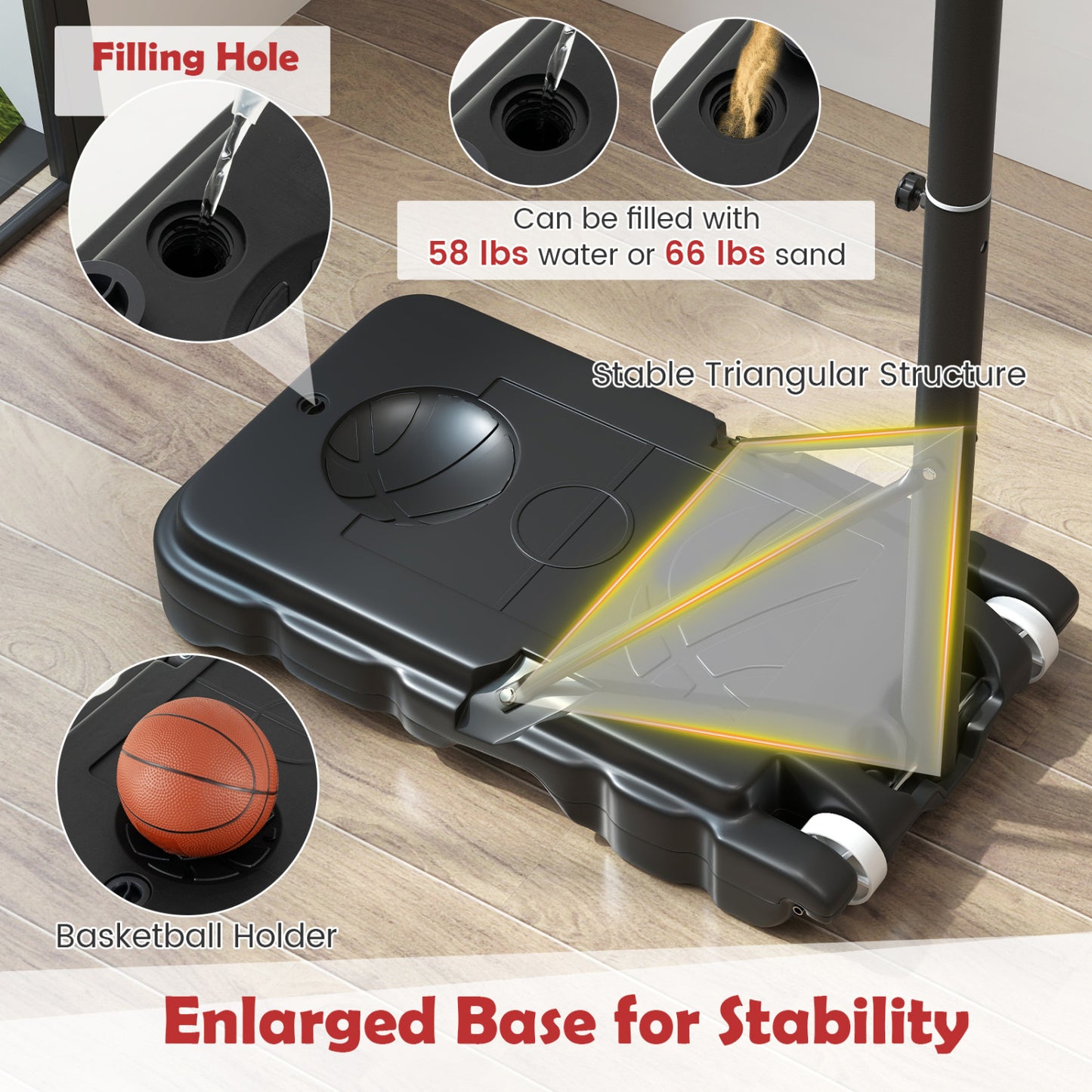 3.3-7 Feet Portable Adjustable Outdoor Kids Basketball Hoop Goal System-RE, Black & Red Sports at Gallery Canada