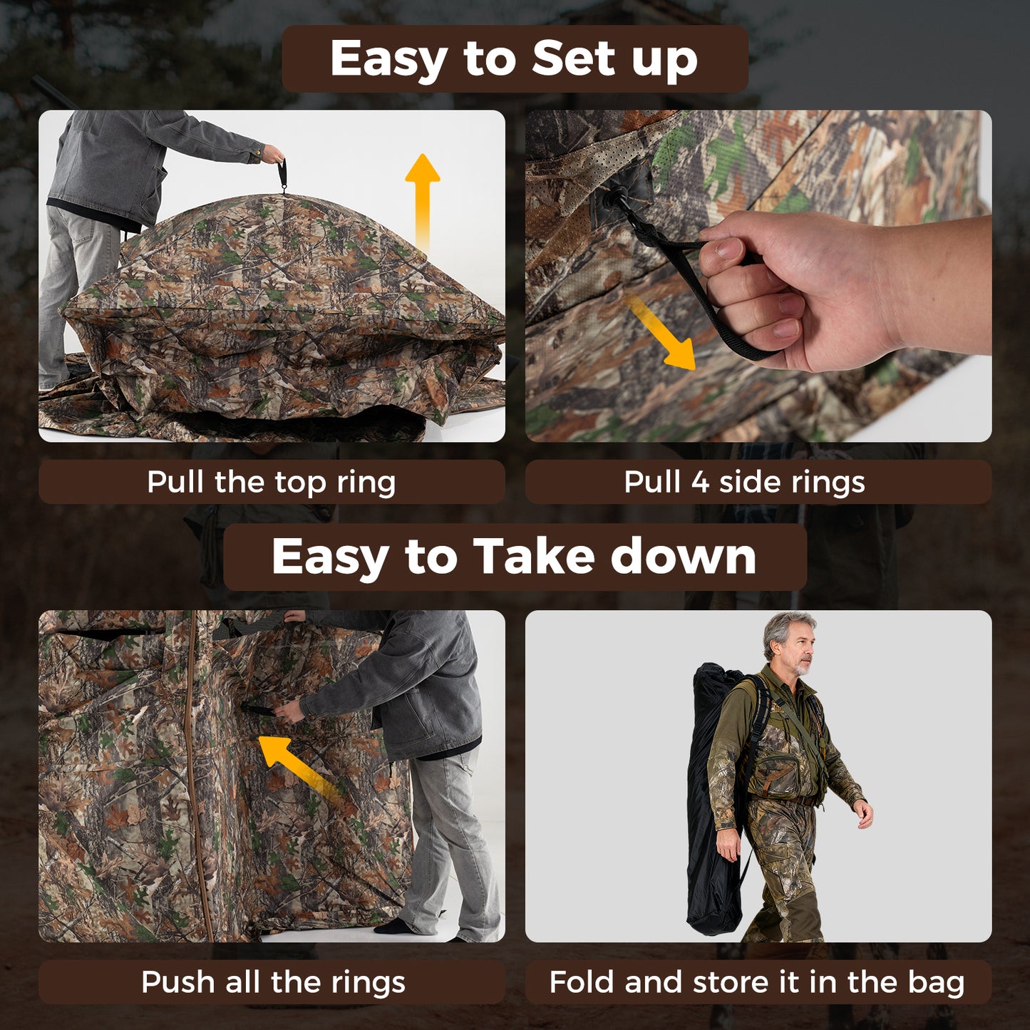 3-4 Person Hunting Blind 270° See-Through Pop-up Ground Blind with Full-Open Swing Door Tents at Gallery Canada