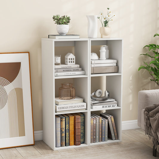 3 Cube Bookshelf with Back Guardrail for Living Room Bedroom, White Bookcases White at Gallery Canada