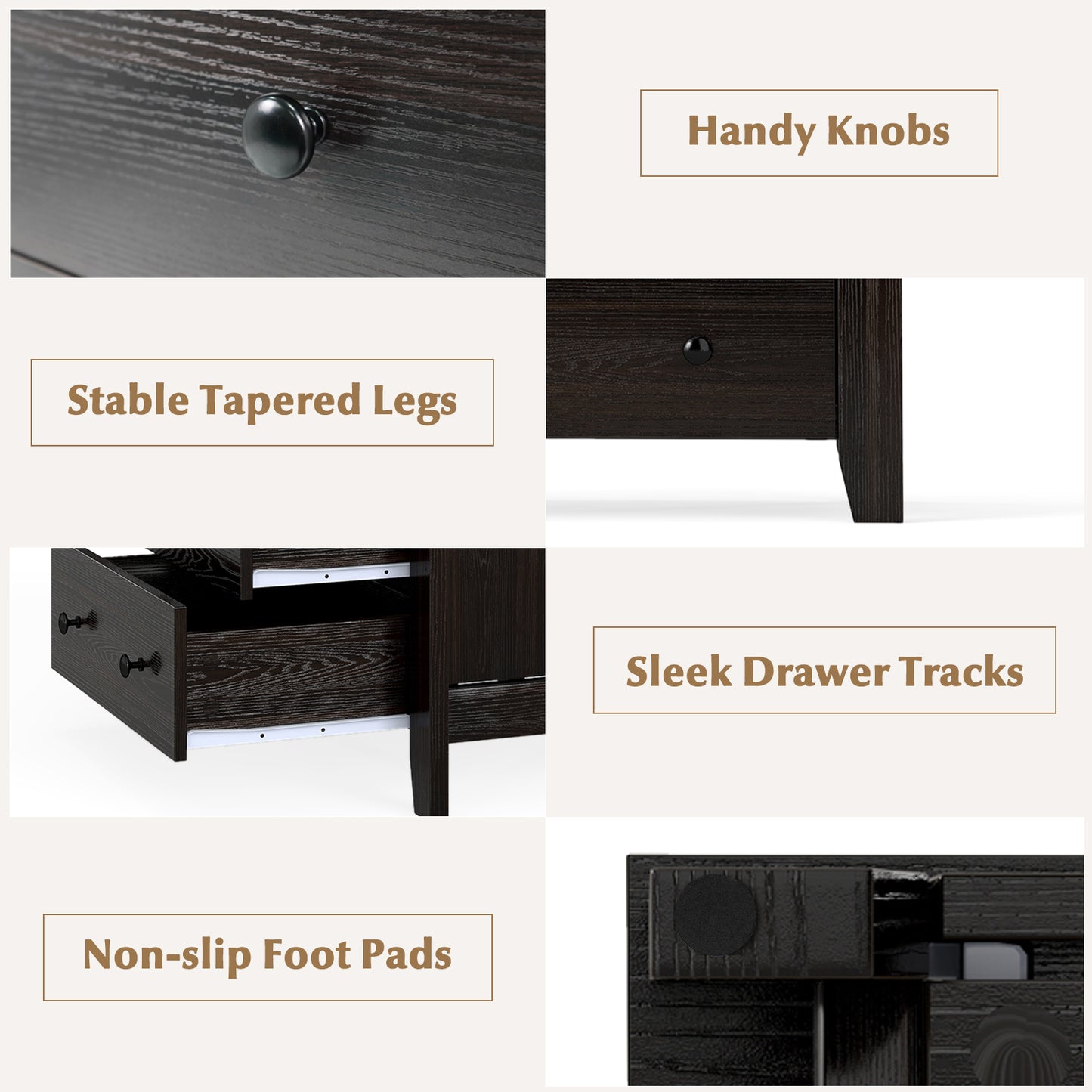 3-Drawer Dresser, Modern Large Nightstand, Dark Brown Dressers & Chests at Gallery Canada