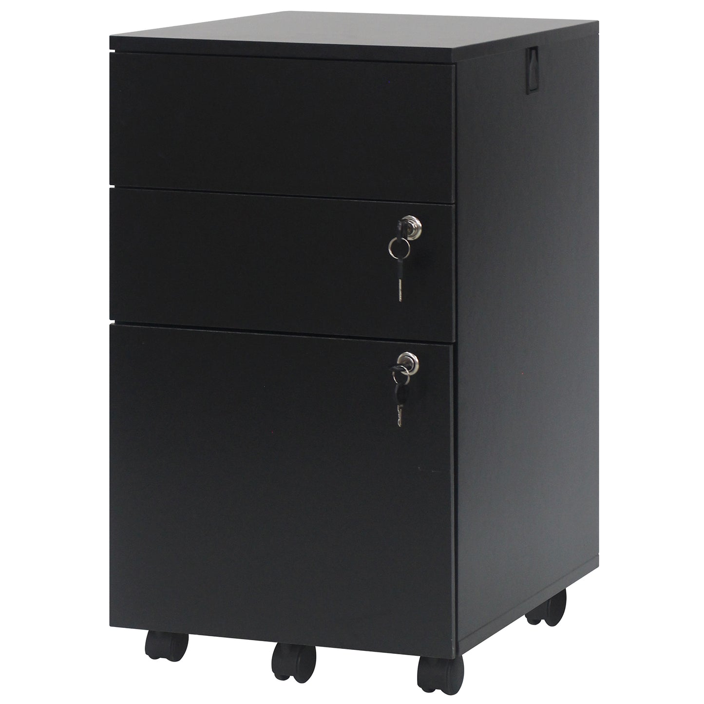 3 Drawer Filing Cabinet Locking Pedestal Desk , Black File Cabinets Black at Gallery Canada