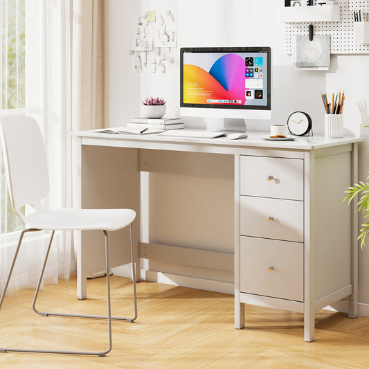 3-Drawer Computer Desk, Spacious Desktop, White