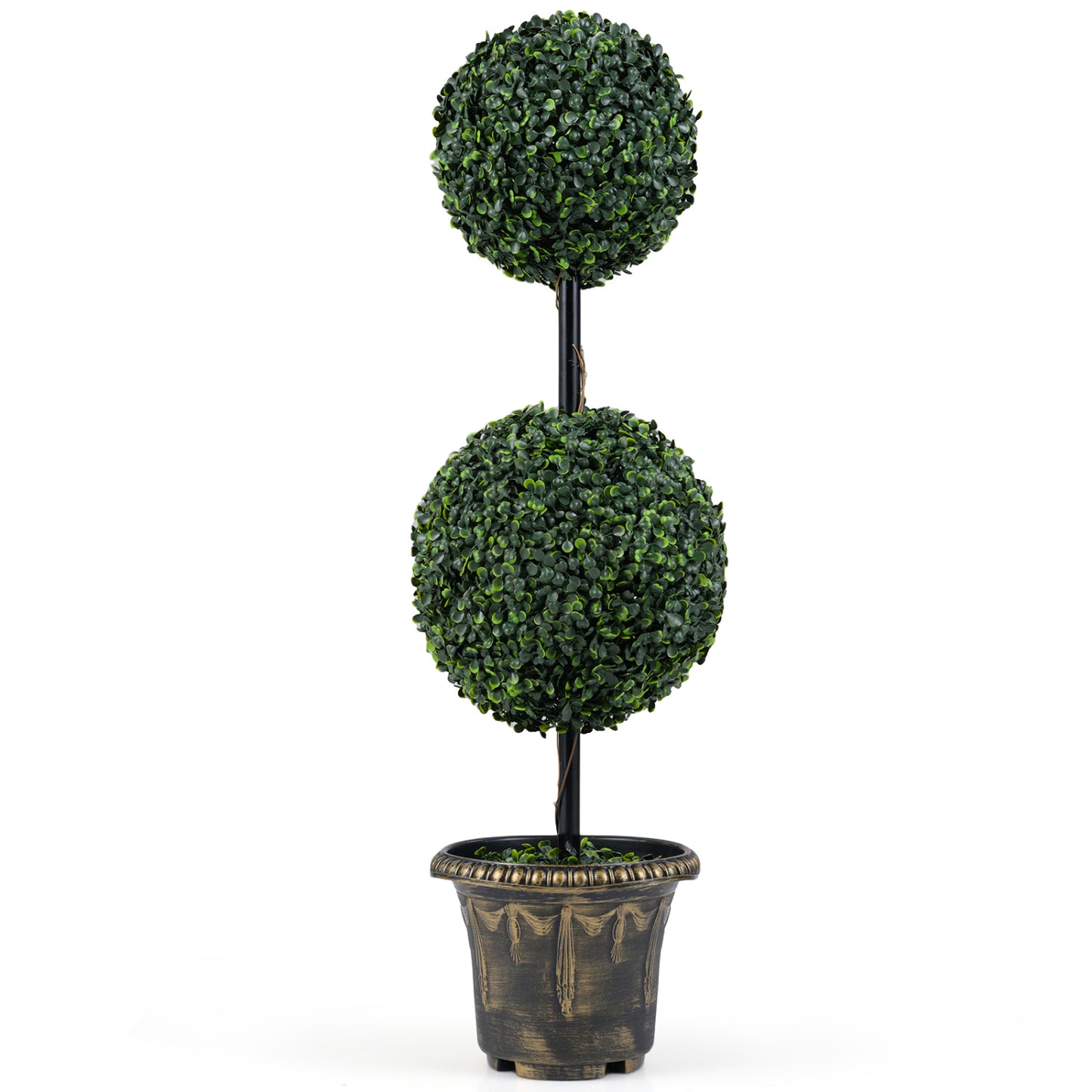 3 Ft Artificial Boxwood Topiary Tree, Double Ball Shrubs Faux Plants Green at Gallery Canada