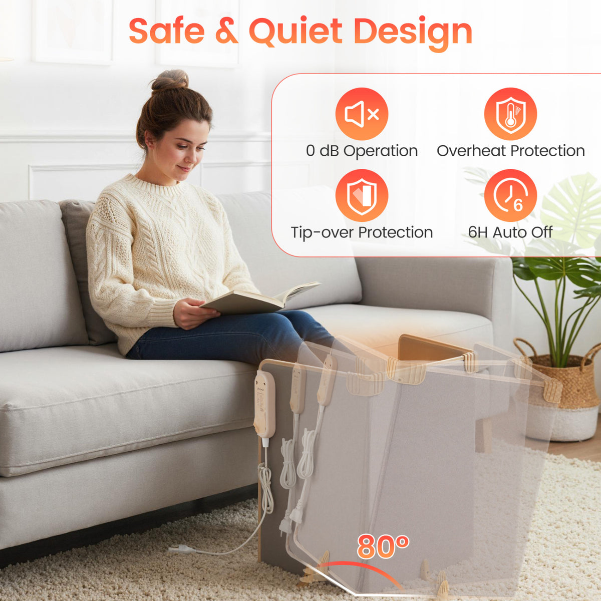 3-Fold Under Desk Space Heater, 3-Level Thermostat, Beige Space Heaters at Gallery Canada