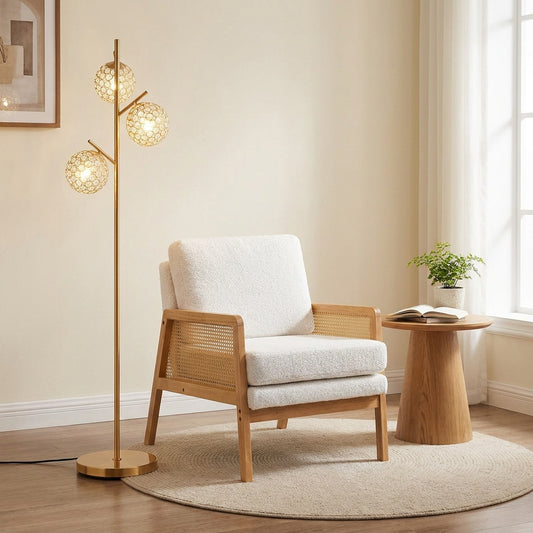 3-Globe Floor Lamp and Mid Century Modern Accent Chair Table & Floor Lamps Golden at Gallery Canada