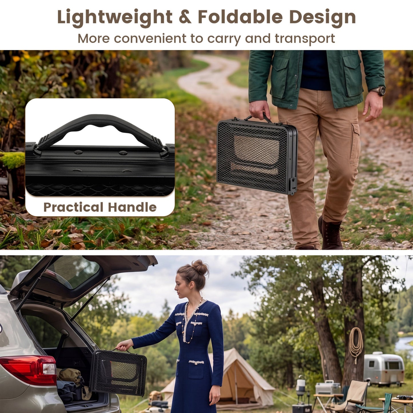 3-Height Folding Picnic Table with Storage, Black Camping Furniture at Gallery Canada