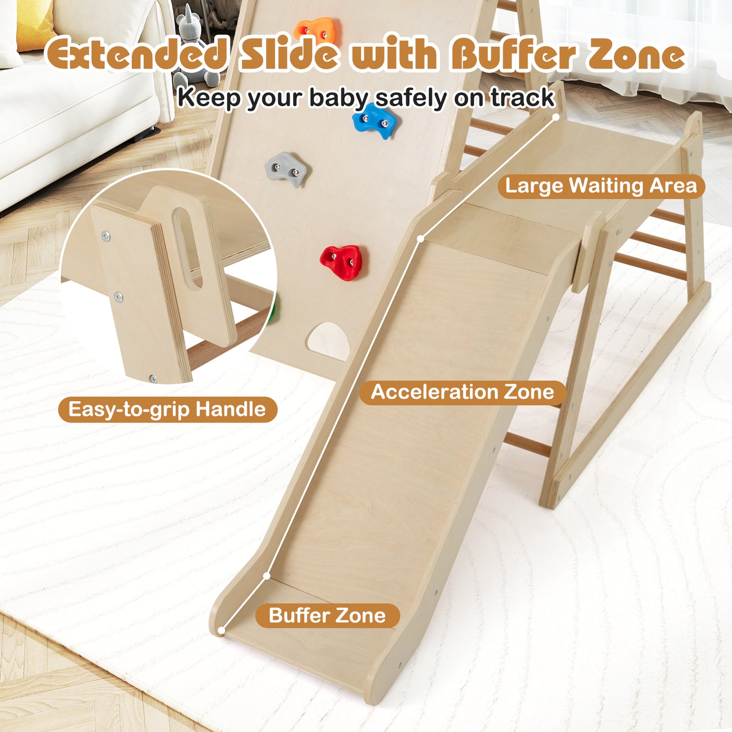 3-In-1 Jungle Gym Indoor Playground, Extended Slide, Natural Climbers & Slides at Gallery Canada