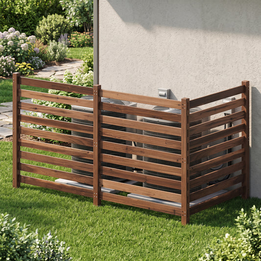 3-Panel Wooden Privacy Fence with Ground Stakes, Brown Outdoor Privacy Screens Brown at Gallery Canada