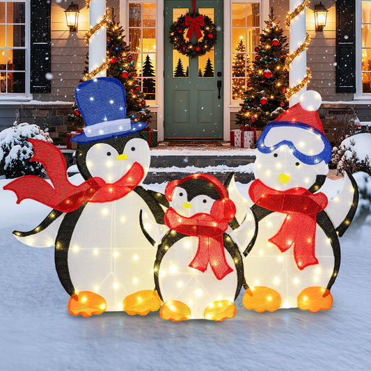 3-Piece 2D Lighted Penguin Family Christmas Decoration, 160 LED Lights Christmas Decor & Accessories Options at Gallery Canada