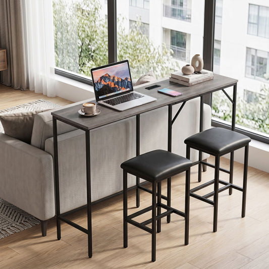 3-Piece L-Shaped Kitchen Set with Outlets, Gray Dining Room Sets Gray at Gallery Canada