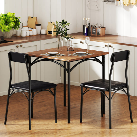 3-Piece Square Dining Table Set, 2 Chairs, Brown Dining Room Sets Rustic Brown at Gallery Canada