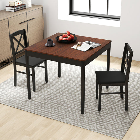3-Piece Dining Table Set, Wooden Square Kitchen Table, Brown Dining Room Sets Brown at Gallery Canada