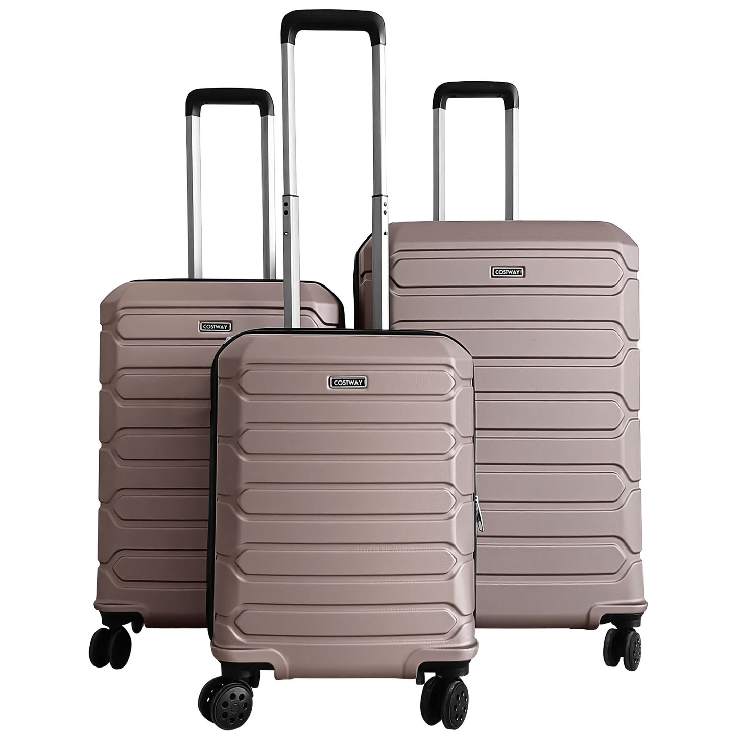 3-Piece Hardside Luggage Set Lightweight Hardside Suitcases with 8-Spinner Wheels, Pink