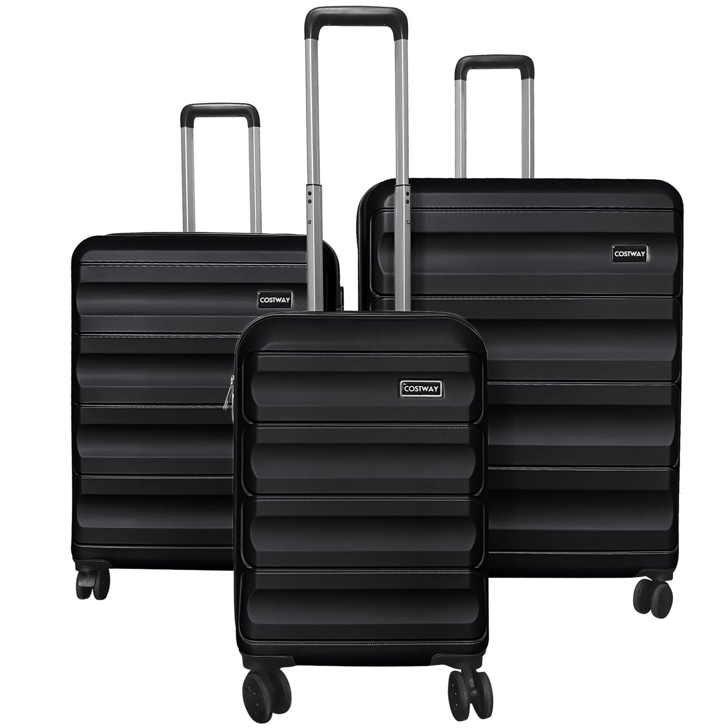 3-Piece Hardside Luggage Set 20/24/28 Inch Lightweight Hardside Suitcases, Black
