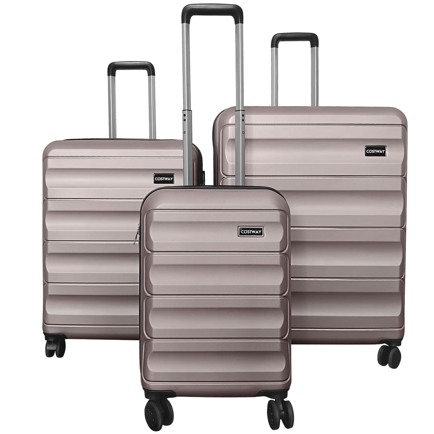 3-Piece Hardside Luggage Set 20/24/28 Inch Lightweight Hardside Suitcases, Pink
