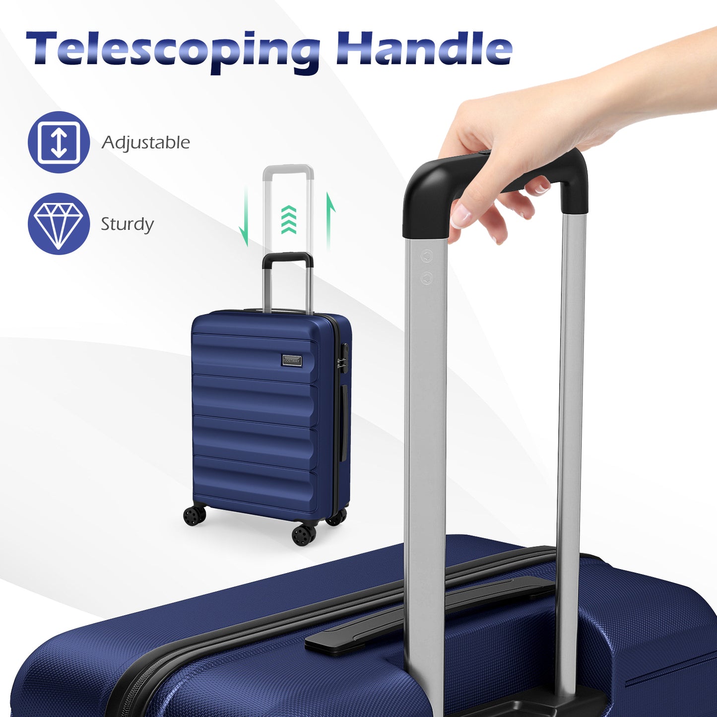 3-Piece Hardside Luggage Set 20/24/28 Inch Lightweight Hardside Suitcases, Navy Camping at Gallery Canada