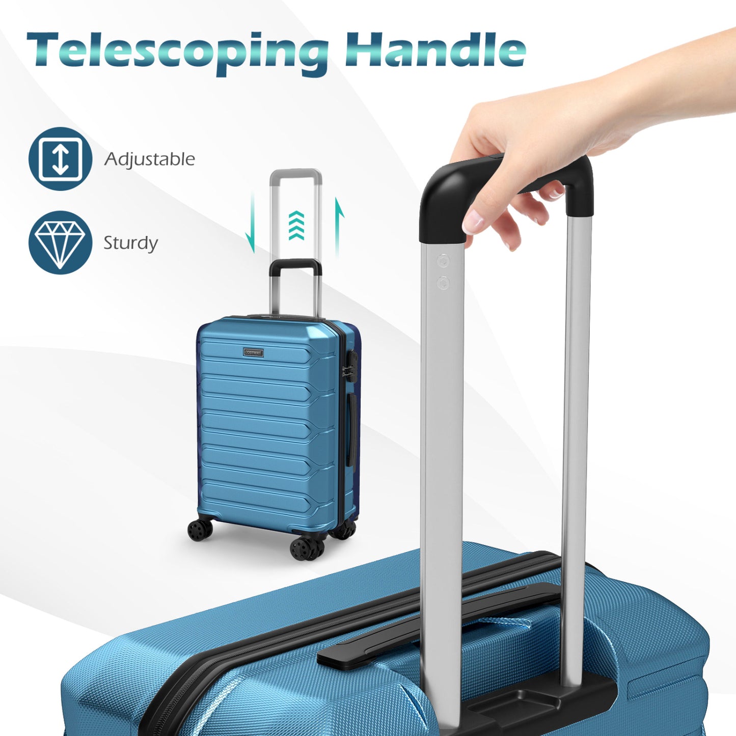 3-Piece Hardside Luggage Set Lightweight Hardside Suitcases with 8-Spinner Wheels, Blue Camping at Gallery Canada