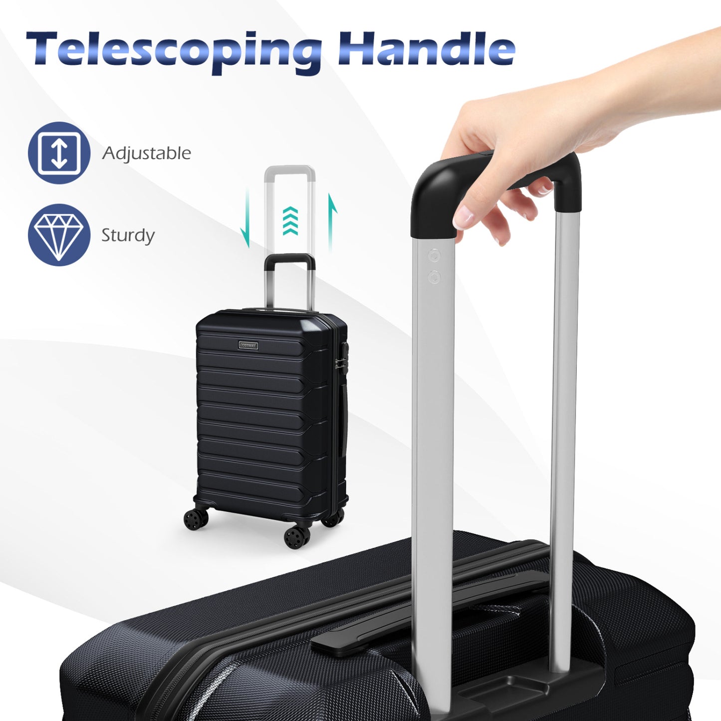 3-Piece Hardside Luggage Set Lightweight Hardside Suitcases with 8-Spinner Wheels, Black Camping at Gallery Canada